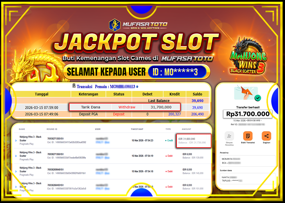 MUFASATOTO JACKPOT PRAGMATIC PLAY Rp 31.700.000|LUNAS